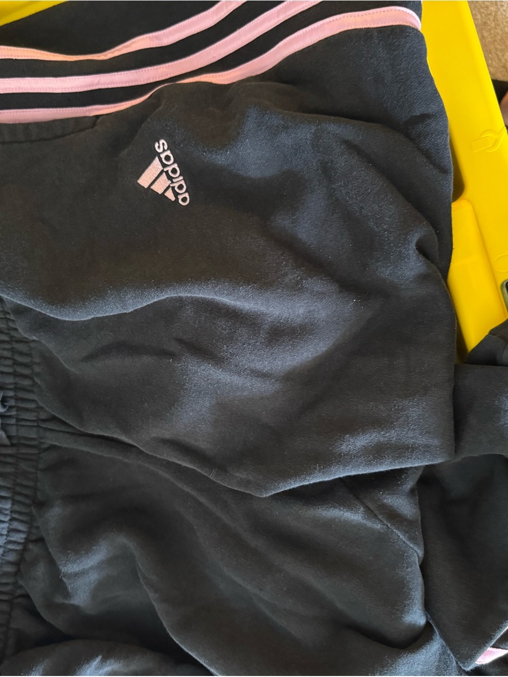 Adidas women’s Black Track Pants with Pink Trim